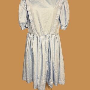Vintage Light Blue Puff Sleeve Handmade Dress